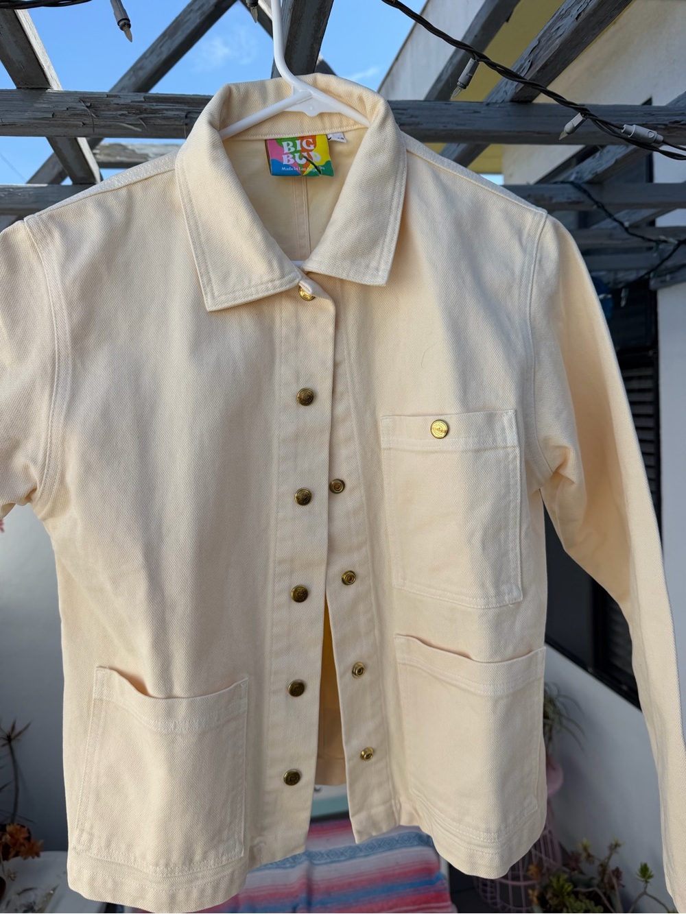 Big Bud Press Pale Cream Utility Jacket with Brass Snaps